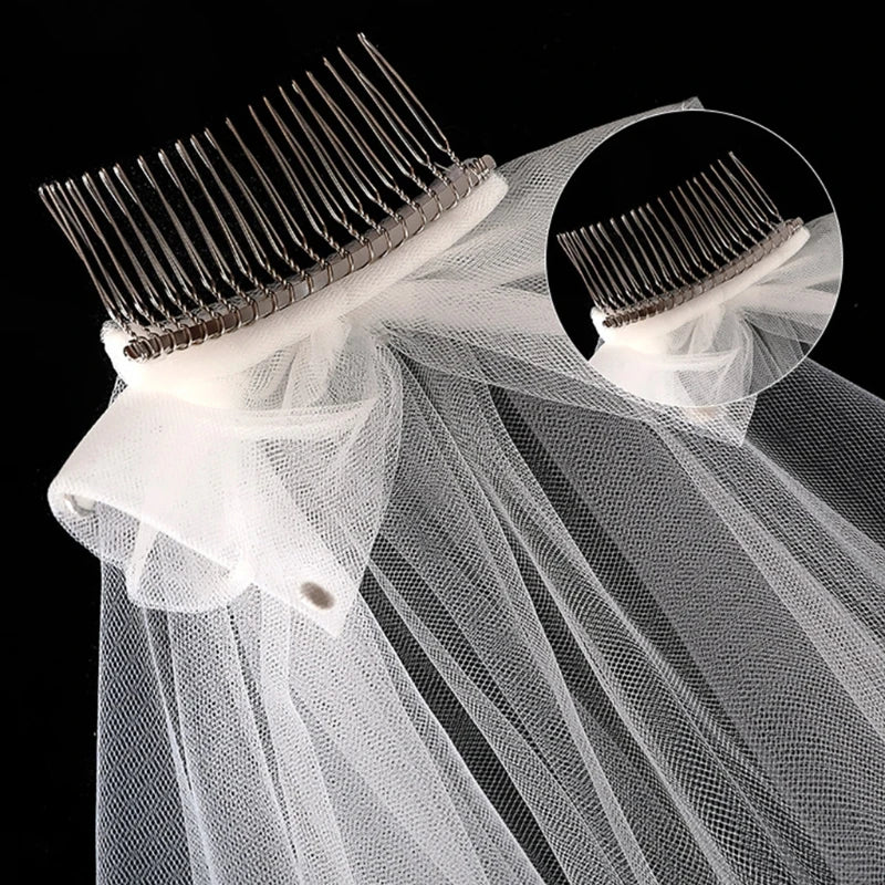 Wedding Veil with Comb for Kids Wedding Hair Accessories for Girls 2 Tier Bow Embellishment Props for Photo Taking