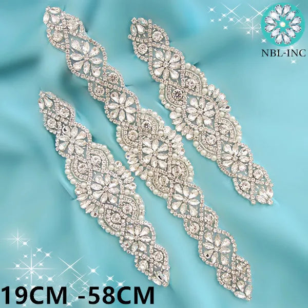 (1PC) Bridal dress belt wedding with silver crystals rhinestone applique sash belts No Ribbon for wedding dress WDD0152-WDD0403