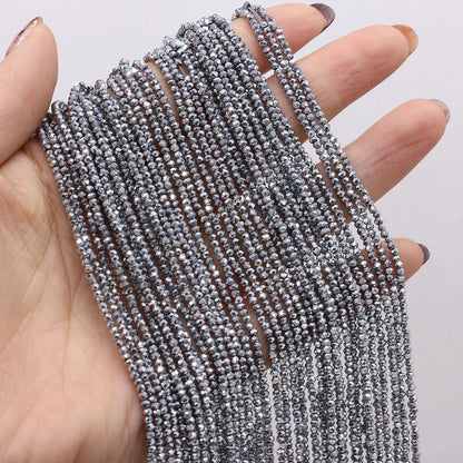 Natural Semi-Precious Stone Crystal Quartz Loose Beads Plating Color 2mm for Jewelry Making DIY Bracelet Necklace Lenght 38cm