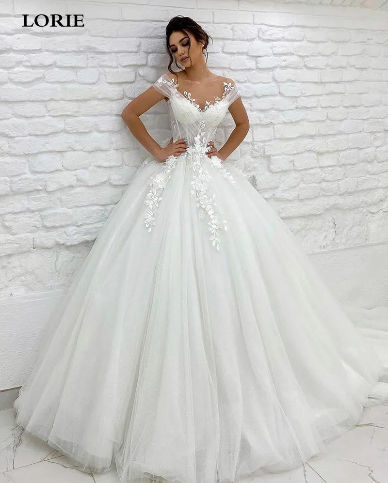 LORIE Princess Wedding Dress off The Shoulder 3D Lace Appliques Boho Bride Dresses Vestido De Novia Custom Made Ball Gowns 2022