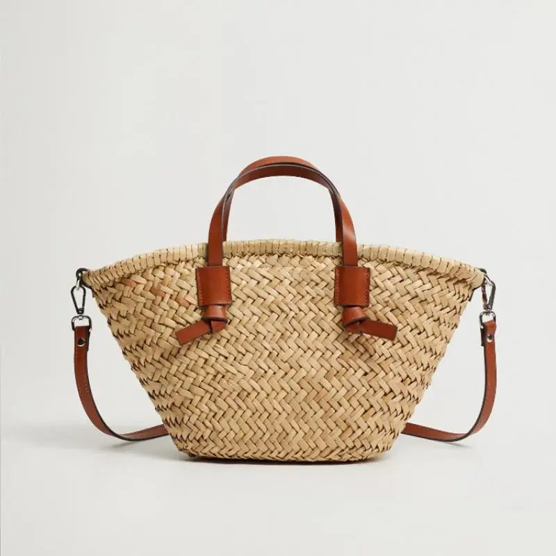 Casual Wicker Woven Basket Bags Rattan Women Handbags Summer Beach Straw Large Capacity Tote Big Shoulder Crossbody Bag 2024