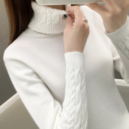 Women Sweater Turtleneck Pullovers Autumn Winter Sweaters New 2023 Long Sleeves Thick Warm Female Sweater Khaki