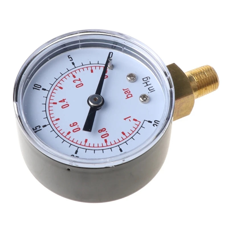 Vacuum Pressure Gauge 52mm -1/0 Bar -30\" Hg 1/8 BSPT Bottom Connection Monitor