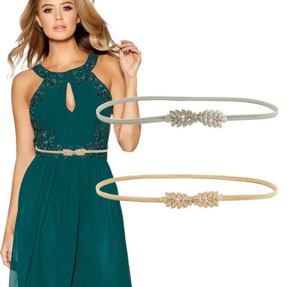 Flower Leaf Shape Belts For Women Wedding Designer Elastic Girl Stretch Skinny Waist Belt Cummerbunds Metal Female Belt ceinture