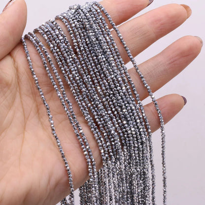 Natural Semi-Precious Stone Crystal Quartz Loose Beads Plating Color 2mm for Jewelry Making DIY Bracelet Necklace Lenght 38cm