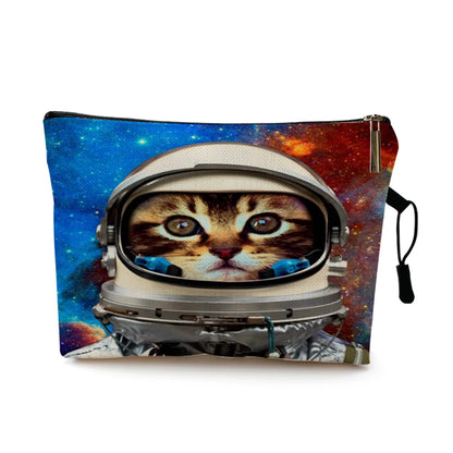 Roomy Cosmetic Bag Cute Cartoon Cat Print Fashion Women Makeup Bags Waterproof Cosmetics Bag Travel Lady Washing Toiletry Tote