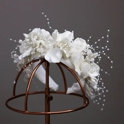 French White Flower Hairband women elegant tiara wedding bride hair Accessories