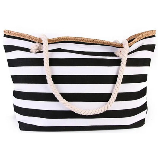 2022 New Beach Tote Bag Fashion Women Canvas Summer Large Capacity Striped Shoulder Bag Tote Handbag Shopping Shoulder Bags