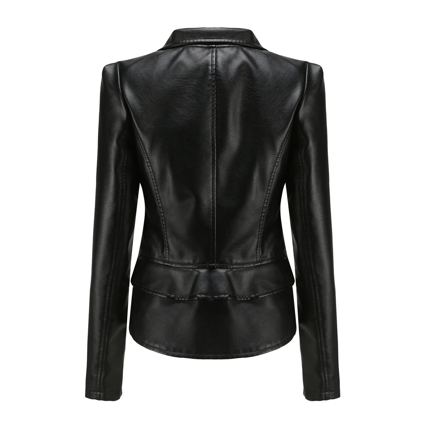 Spring Autumn Motorcycle Faux Leather Jacket Women Casual Leather Coat Female Long Sleeve Turn-down Collar Solid Outwear