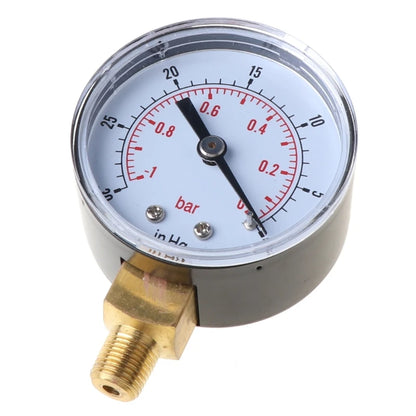 Vacuum Pressure Gauge 52mm -1/0 Bar -30\" Hg 1/8 BSPT Bottom Connection Monitor