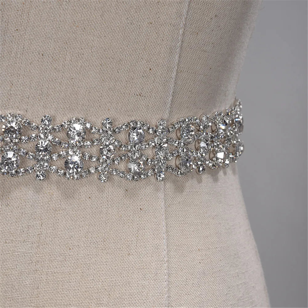 Real Photo Rhinestones Bridal Bbelt Diamond  Wedding Dress Belt Crystal Satin Wedding Sash for wedding dress accessories