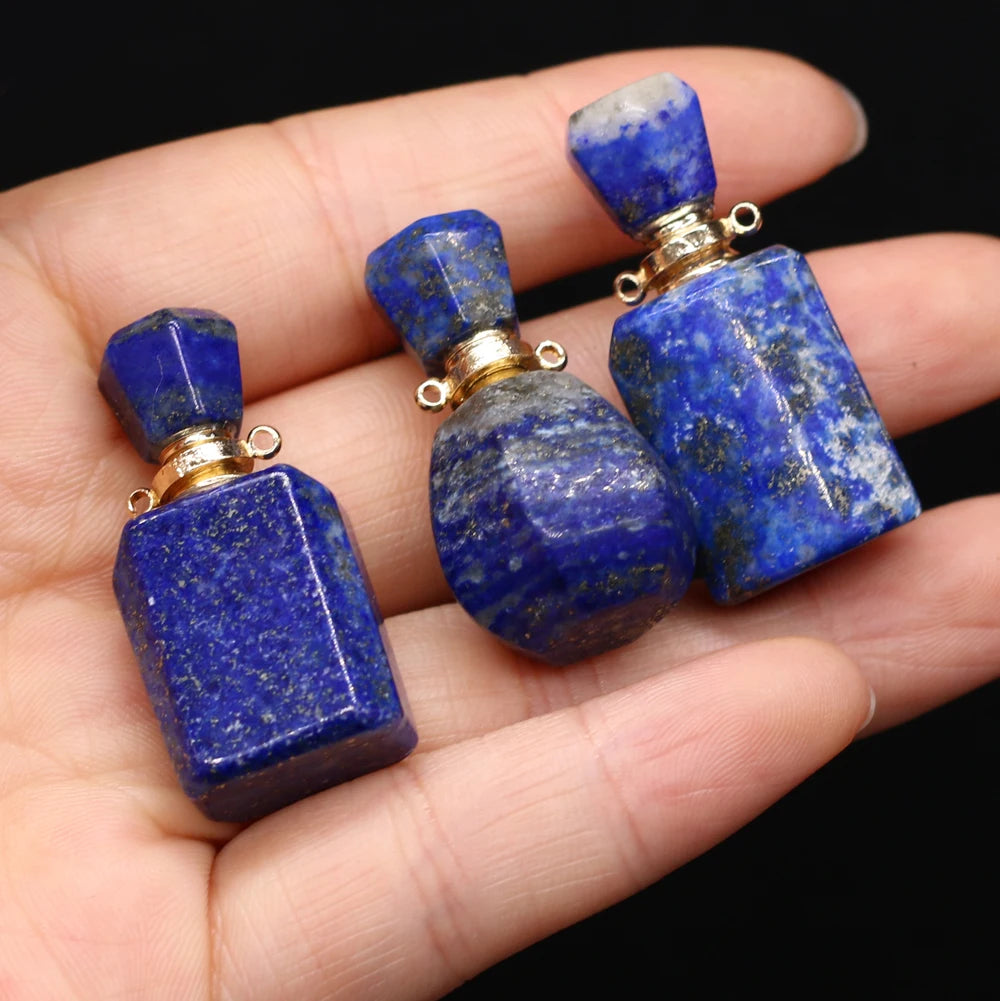 2021 New Style Hot Sale Natural Stone Perfume Bottle Pendant Irregular Lapis lazuli For Jewelry Making DIY Necklace Accessory