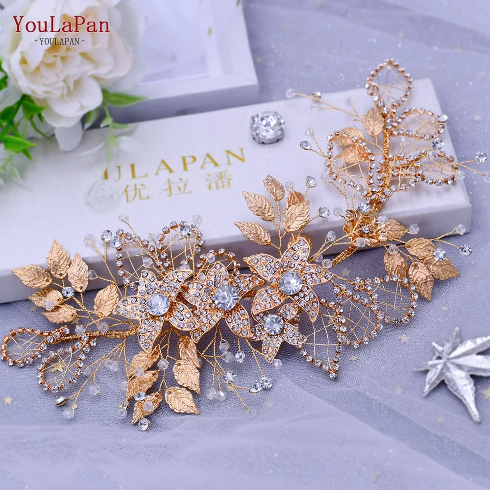 YouLaPan HP282 Flower Girl Wedding Hair Accessories Pageant Crown and Tiara Jewelled Headband Diamond Headpiece for Women