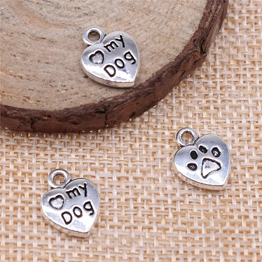 WYSIWYG 20pcs 13x10mm Dog Paw Charm Pendante Love My Dog For Jewelry Making Dog Paw Print Pendant Charm