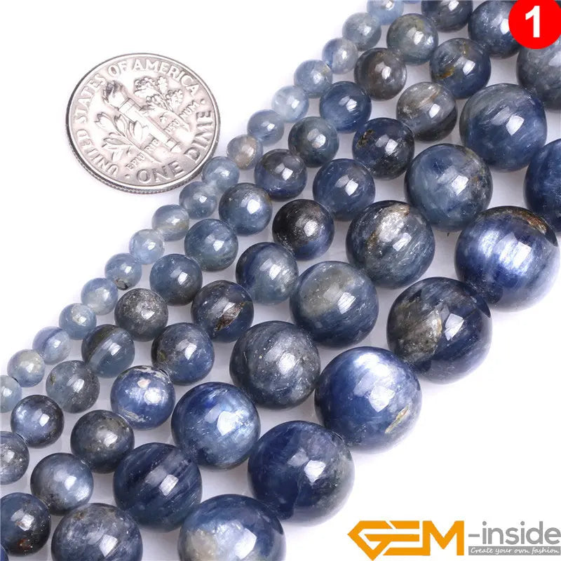 Natural Stone Round Blue Kyanite Beads For Jewelry Making Strand 15" DIY Bracelet Necklace Loose Bead 4mm 6mm 8mm 10mm 12mm