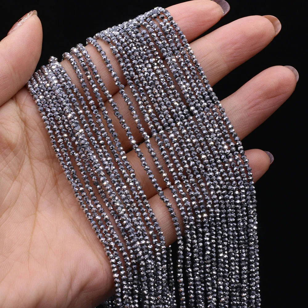 Natural Semi-Precious Stone Crystal Quartz Loose Beads Plating Color 2mm for Jewelry Making DIY Bracelet Necklace Lenght 38cm