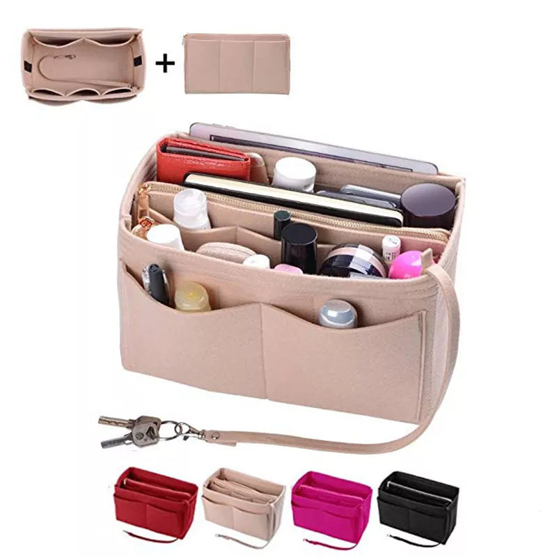 leather crossbody bags Brand Make up Organizer Felt Insert Bag For Handbag Travel Inner Purse Portable Cosmetic Bags Fit Various Brand Bags