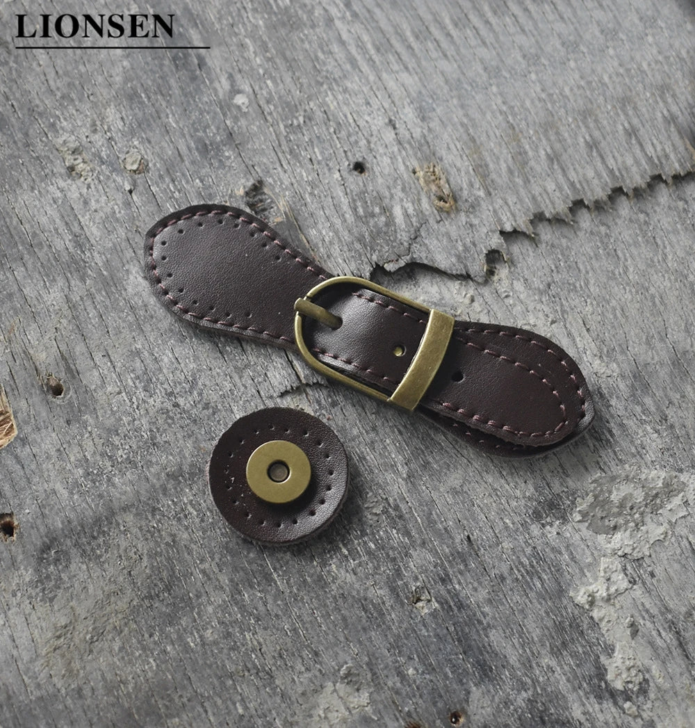 Lionsen Bag Magnetic Buttons Genuine Leather Bronze Hasp Buckle for Women Handmade DIY Crossbody Handbag Fastener Accessories KZ