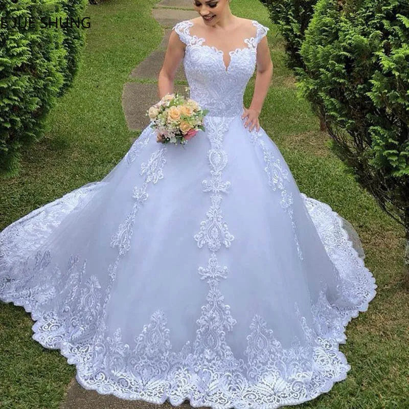 Vestido De Noiva 2024 Summer New Wedding Dress V-neck Luxury Lace Wedding Gown With Train Classic Ball Gown Plus Size