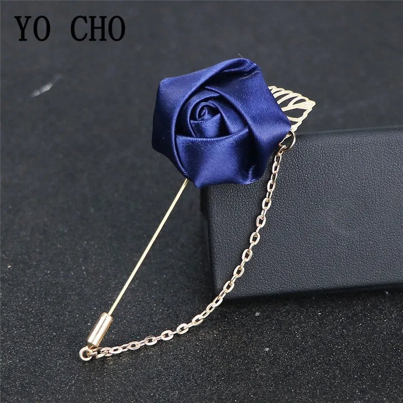 YO CHO Groom Boutonniere Corsage Pins Wedding Silk Flower Groomsman Boutonnieres Buttonhole Wedding Flowers Marriage Accessories