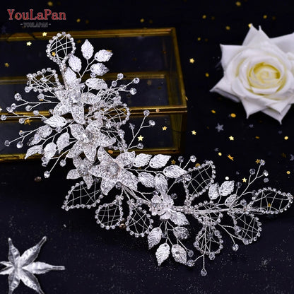 YouLaPan HP282 Flower Girl Wedding Hair Accessories Pageant Crown and Tiara Jewelled Headband Diamond Headpiece for Women