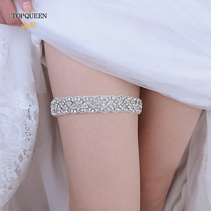 TOPQUEEN S216-D Fahion Sexy Wedding Lace Garter Belt Girl Rhinestone Party Bridal Women Lingerie Cosplay Leg Ring Suspender