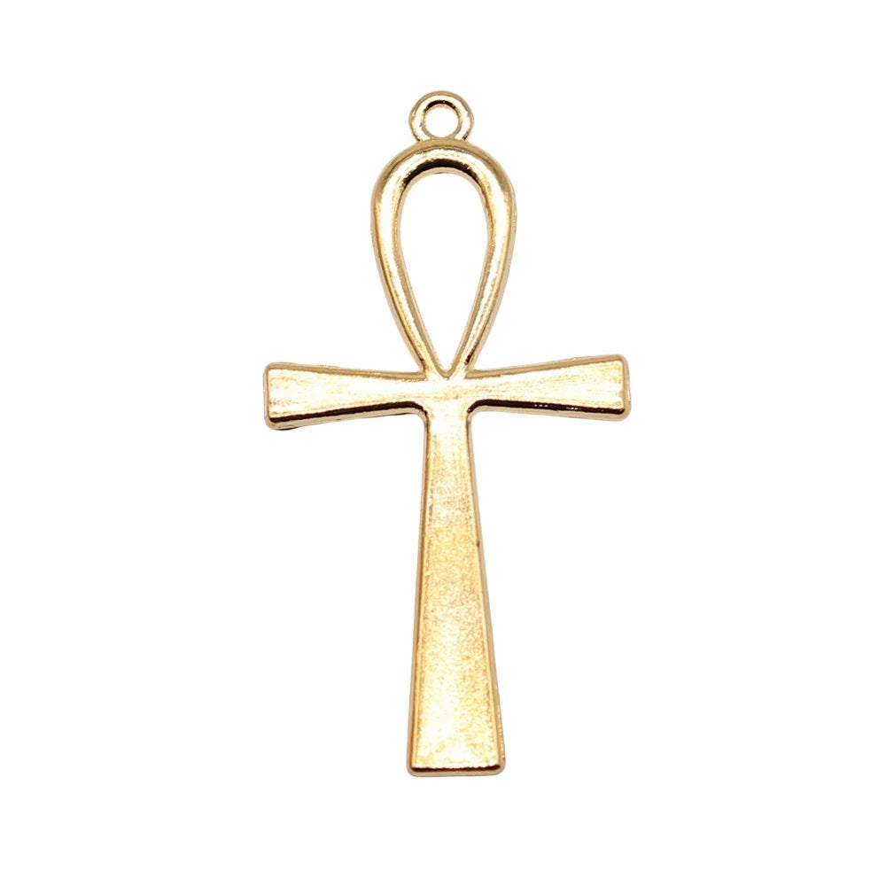 WYSIWYG 4pcs 52x28mm 3 Colors Egyptian Ankh Life Symbol Big Ankh Cross Charm Ankh Cross Pendant