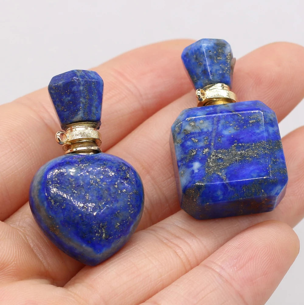 2021 New Style Hot Sale Natural Stone Perfume Bottle Pendant Irregular Lapis lazuli For Jewelry Making DIY Necklace Accessory