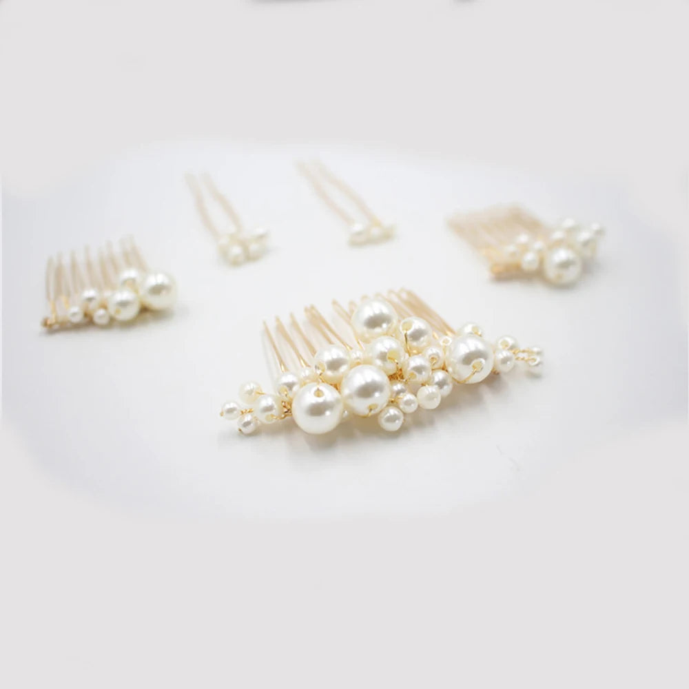 5 PCSt Simulated Pearl Hair Pins Clips and Comb For Women Flowers Hair Combs Wedding Bridal Party Hair Jewelry For Gift  Women