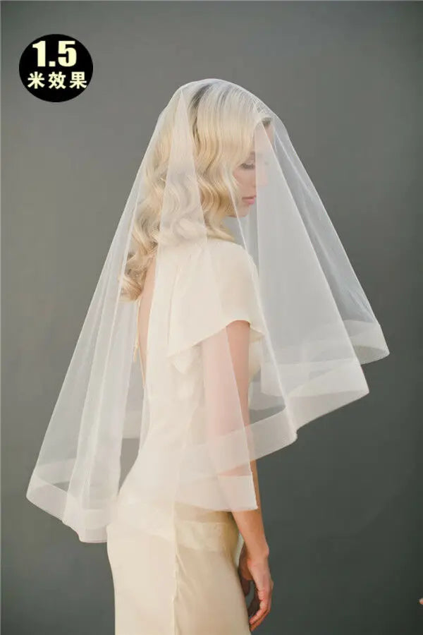 Horsehair Edge Cheap Wedding Veil Without Comb one layer Bridal Veils Horsehem