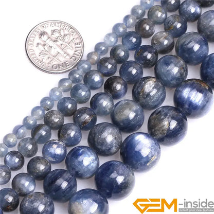 Natural Stone Round Blue Kyanite Beads For Jewelry Making Strand 15" DIY Bracelet Necklace Loose Bead 4mm 6mm 8mm 10mm 12mm