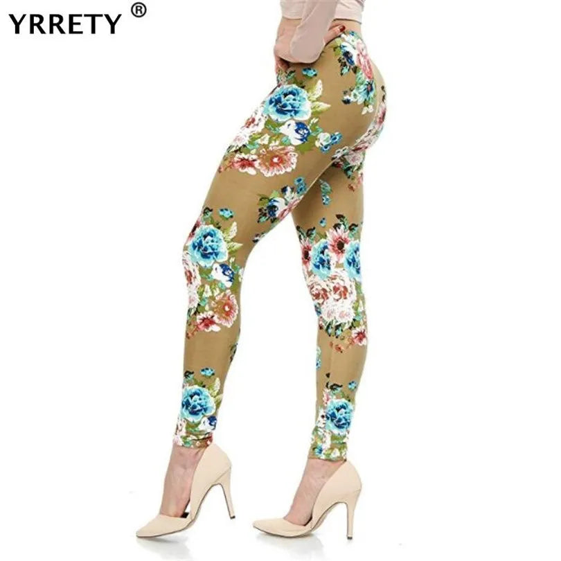 YRRETY Women Leggings High Street Cotton Leggin Casual Floral Printed Legging Graffiti Soft Fashion Women Trousers Hot Fashion