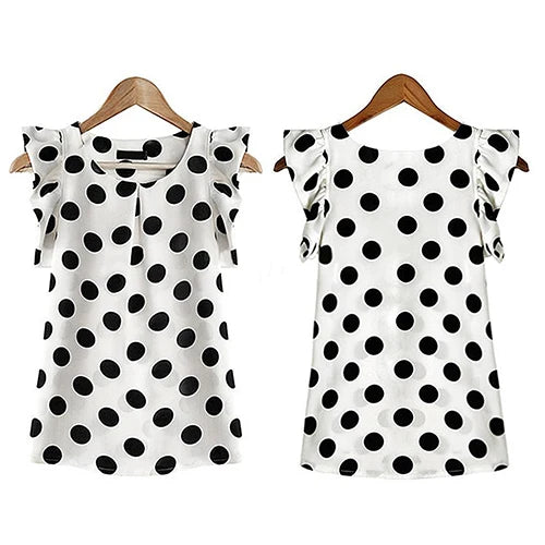 arrival Fashion Fashion Women Polka Dots Casual Chiffon Blouse Short Sleeve Summer Tops