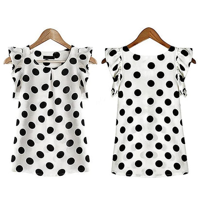 arrival Fashion Fashion Women Polka Dots Casual Chiffon Blouse Short Sleeve Summer Tops