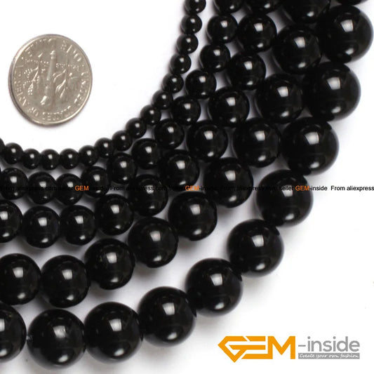 Natural Stone Black Agates Round Loose Spacer Beads For Jewelry Making Strand 15" DIY Jewelry Accessorries Bead 6mm 8mm 10mm 12m