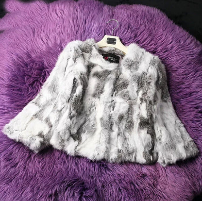 2024 New Women Fashion Brand Design Real Genuine Natural Rabbit Fur Coat  Free Shipping Female Pure Dropshipping Jacket DFP311