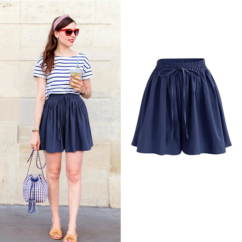 Summer Wide Leg Shorts Women  Casual short Loose High waist Female Short pants  M-6XL