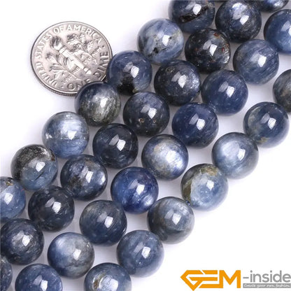 Natural Stone Round Blue Kyanite Beads For Jewelry Making Strand 15" DIY Bracelet Necklace Loose Bead 4mm 6mm 8mm 10mm 12mm