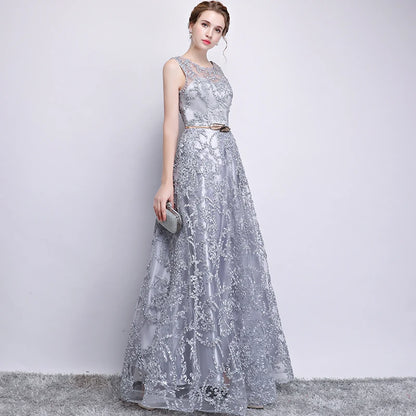 Ladybeauty Evening Dress Elegant Banquet Champagne Lace Sleeveless Floor-length Long Party Formal Gown plus size Robe De Soiree