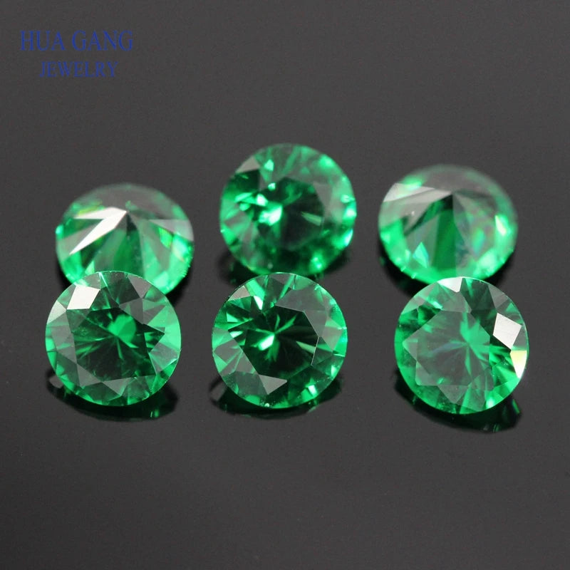 Green Nano Round 2.6~12mm Semi Precious Stone Brilliant Cut Nano High Temperature Resistance Synthetic Gems For Jewelry