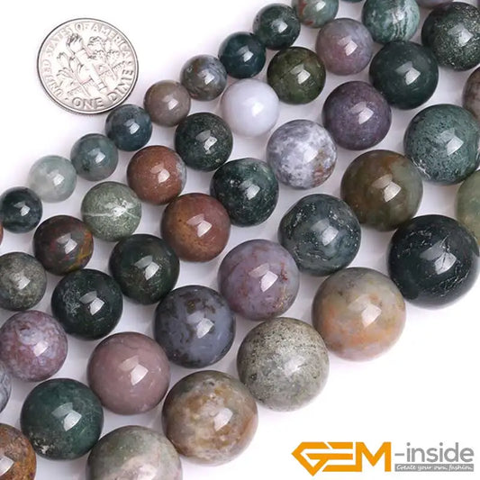 Natural Stone Indian Agates Round Beads For Jewelry Making Strand 15" DIY Bracelet Necklace Jewelry Bead 4mm 6mm 8mm 10mm 12mm