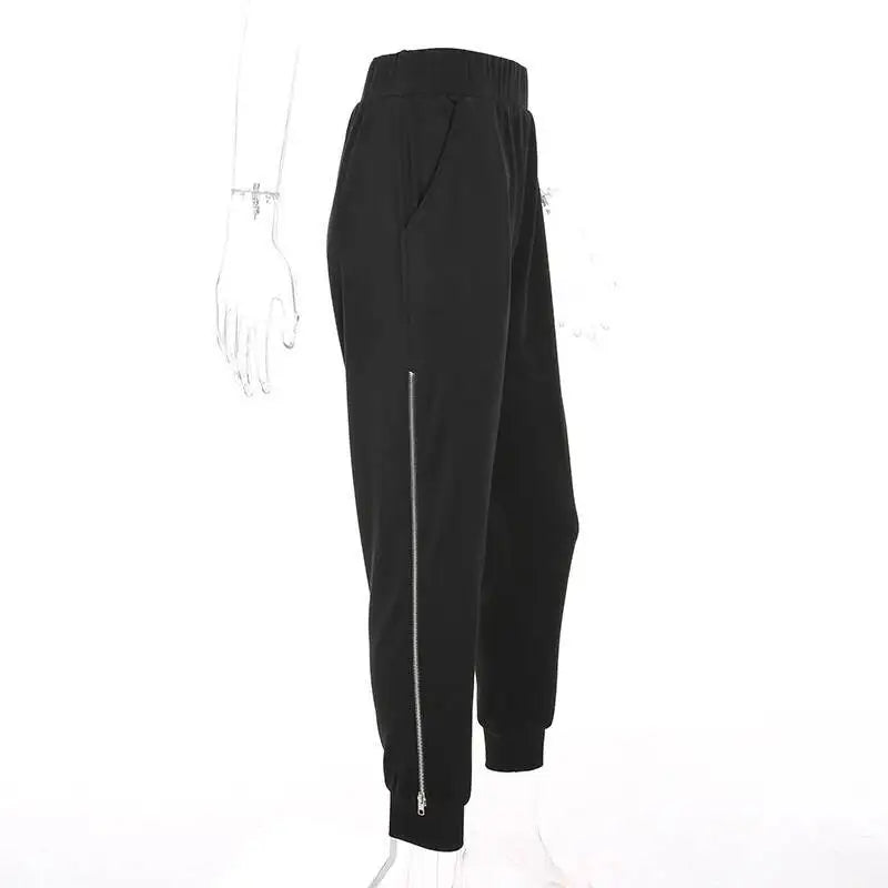 BKLD 2024 Women Harem Pants Women Black Casual High Waist Pants Side Zipper Open Loose Trousers Femme Summer Clothing Women