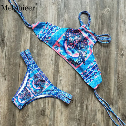 Melphieer High Neck Tank Crop Top Bikini Crochet Bikinis Set Swimwear Women Swimsuit Female Beachwear 2019 Monokini Bathing Suit