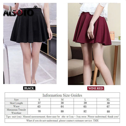 ALSOTO Summer and winter Skirt for Women Fashion Skirts Womens High Waist Sexy mini faldas jupe Black and Red Saia pleated skirt