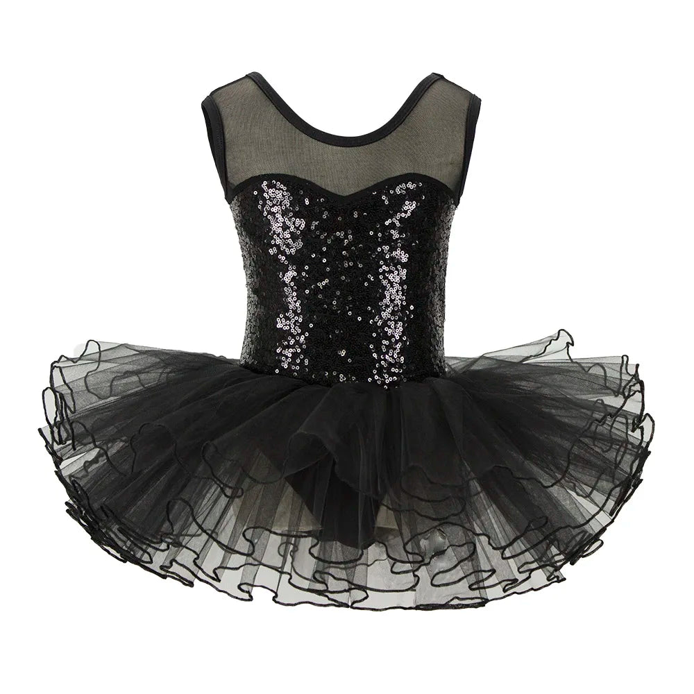 Nice Girls Ballerina Fairy Prom Party Costume Kids Sequined Flower Dress Dancewear Gymnastic Leotard  Ballet Tutu Dress