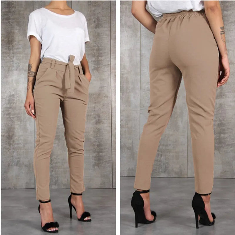 Casual Slim Chiffon Thin Pants For Women High Waist Black Khaki Green Pants Woman Trousers Y2k