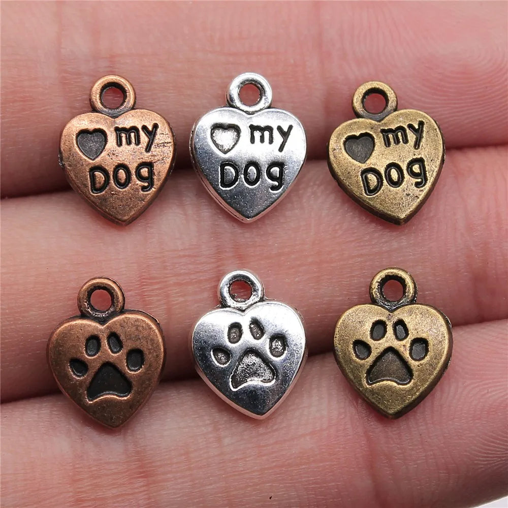 WYSIWYG 20pcs 13x10mm Dog Paw Charm Pendante Love My Dog For Jewelry Making Dog Paw Print Pendant Charm