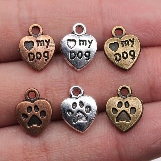 WYSIWYG 20pcs 13x10mm Dog Paw Charm Pendante Love My Dog For Jewelry Making Dog Paw Print Pendant Charm