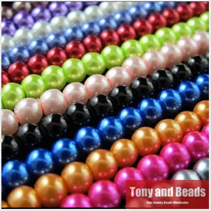 (200pcs Per Lot) B Quality 3.5x4MM Dyed Glass Pearl Round Loose Beads 30" Length For Jewelry Making DIY