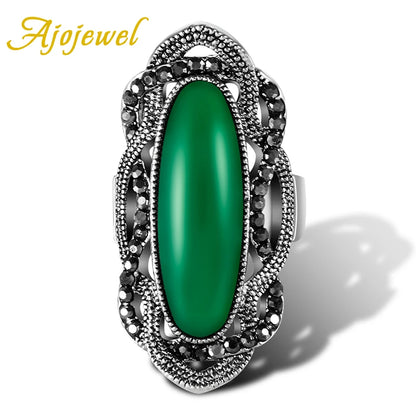 Ajojewel #7-9 Vintage Large Rhinestone Ring With Big Stone Jewelry For Woman Green/Red/Green